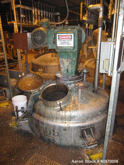 Used-Roben Mix Tank, 750 Gallon, Stainless Steel. Dish top and bottom, 5'" diameter x 5' straight side.  (3) internal baffle...