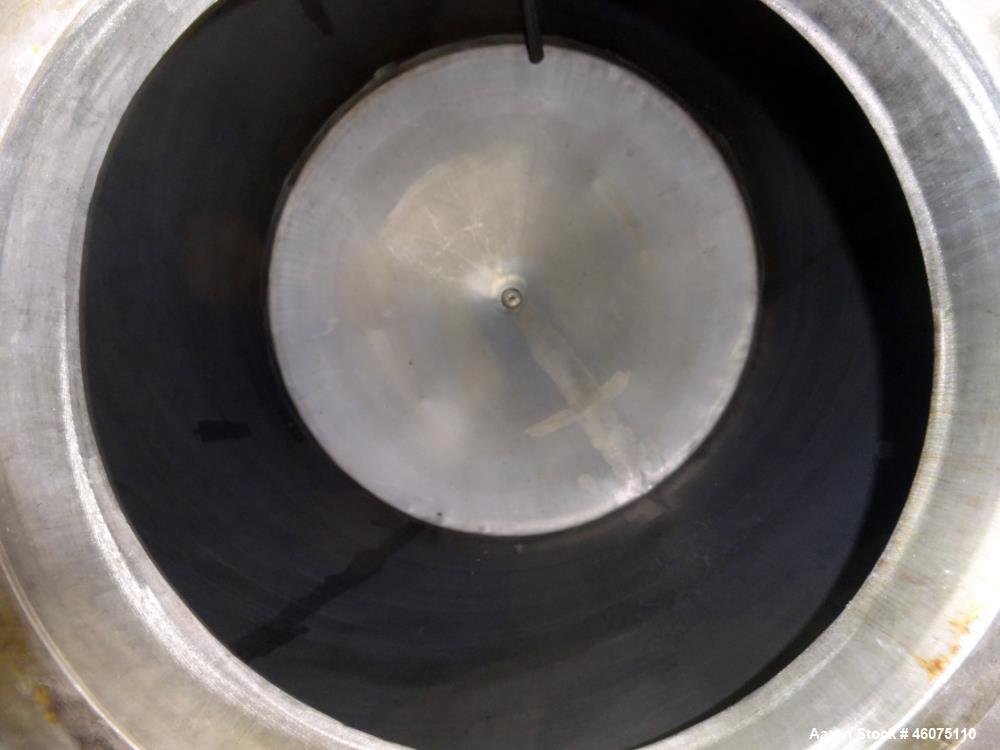 Used- Tank, Approximate 650 Gallon, 304 Stainless Steel, Vertical. Approximate 55" diameter x 58" straight side, coned top &...