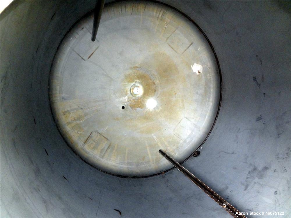 Used Tank, 975 Gallon, 316 Stainless Steel, Vertical. Approximate 66" diameter x 60" Straight side, dished top/bottom. Top openings: (3) 4", (2) 3", (20) 1", 6", 6" sight glass, 8", 20" man way with ...