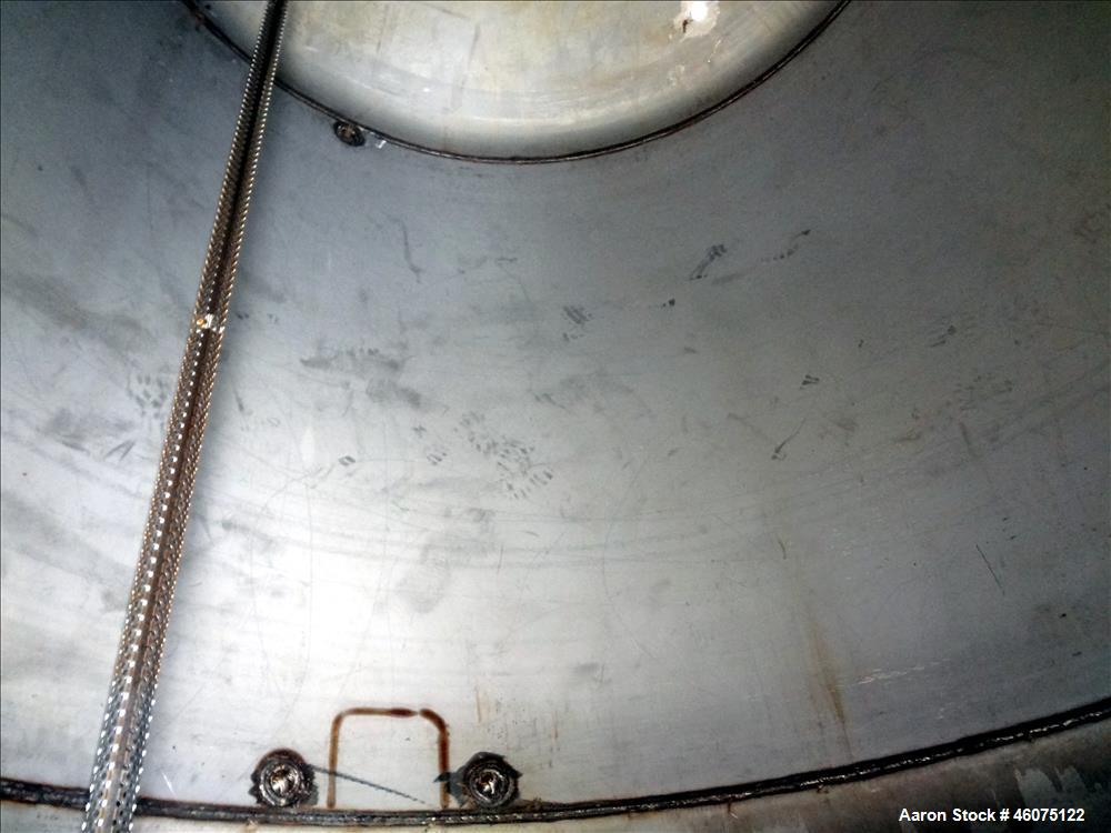 Used Tank, 975 Gallon, 316 Stainless Steel, Vertical. Approximate 66" diameter x 60" Straight side, dished top/bottom. Top openings: (3) 4", (2) 3", (20) 1", 6", 6" sight glass, 8", 20" man way with ...