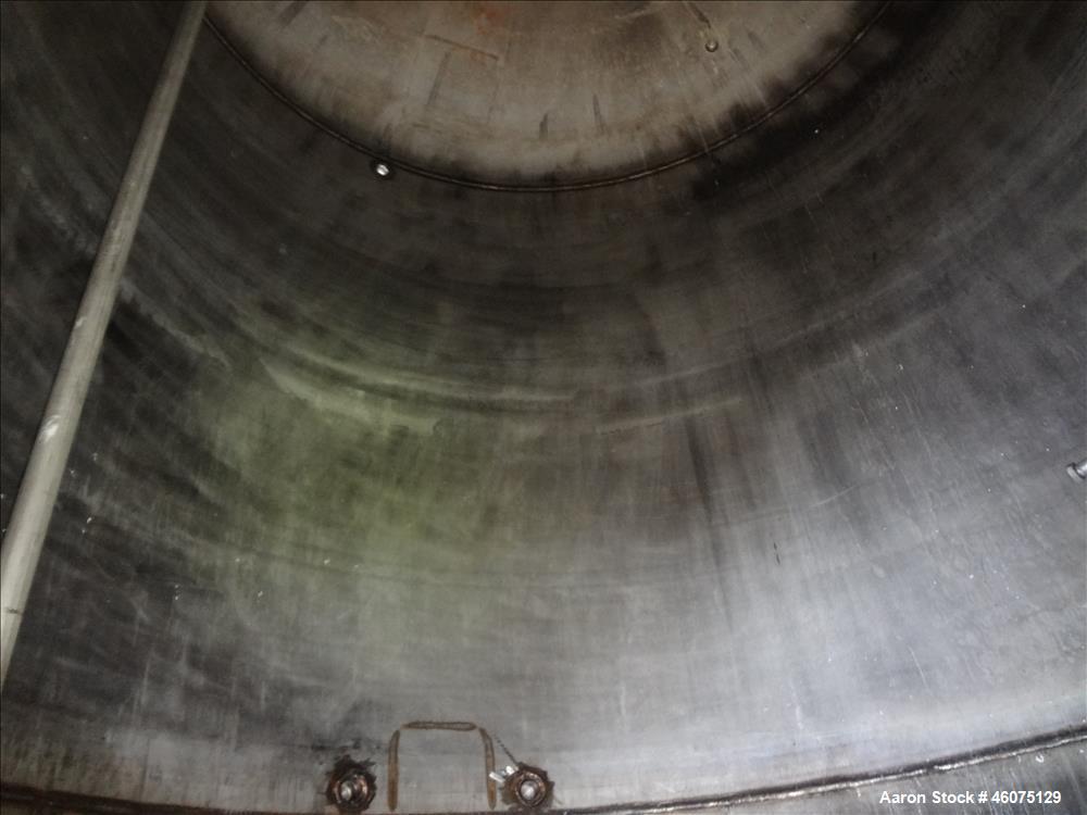 Used Tank, 975 Gallon, 316 Stainless Steel, Vertical. Approximate 66" diameter x 60" straight side, dished top & bottom. Top openings: 20" manway with cover with 4" sight glass, 6", 8", (2) 3", (3) 4...