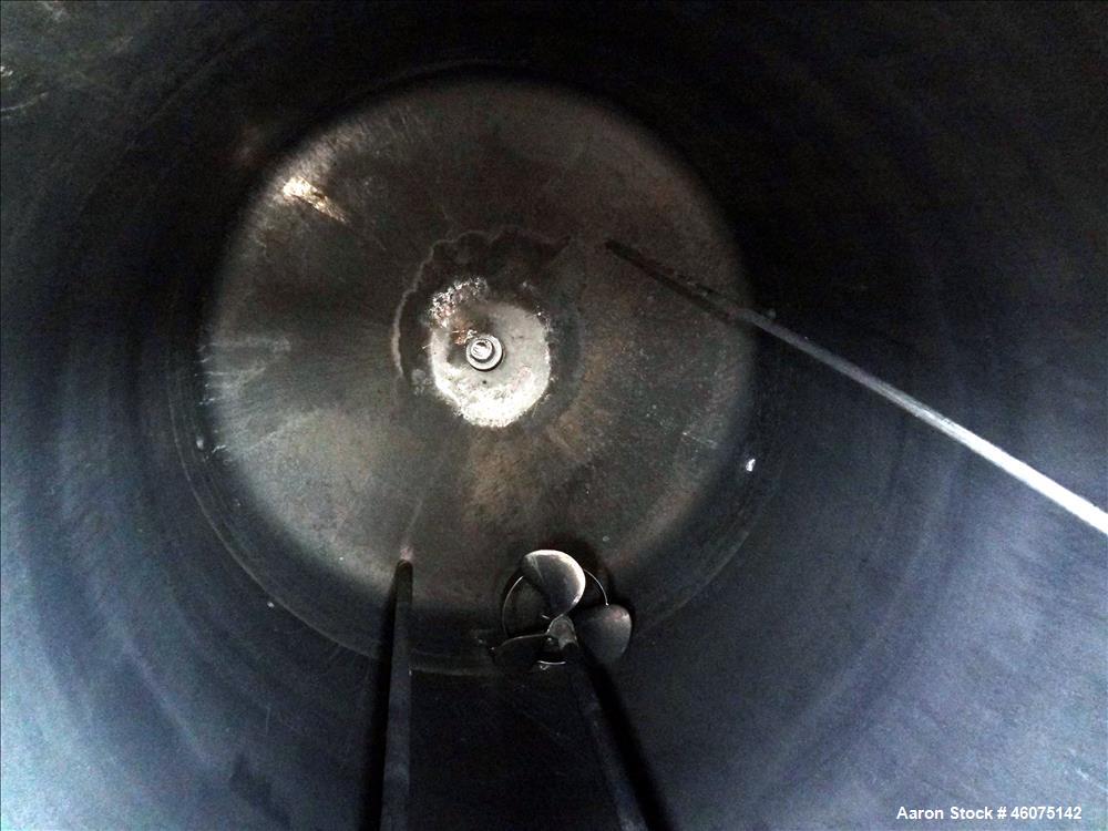 Used Tank, 500 Gallon, 304 Stainless Steel, Vertical. Approximate 48" diameter x 60" straight side, dished top & bottom. Off center top entering Lightnin agitator. Shaft and prop, driven by an approx...
