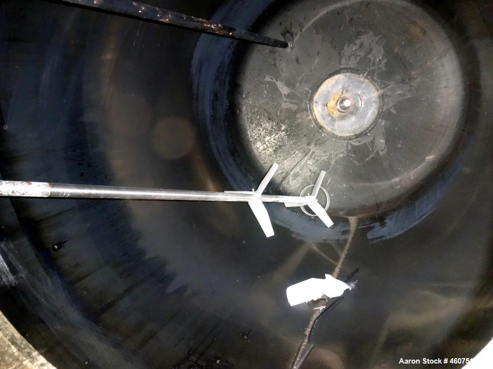 Used Tank, 500 Gallon, 304 Stainless Steel, Vertical. Approximate 48" diameter x 60" straight side, dished top and bottom. Off center top entering Lightnin agitator, model EKXJSS-117, serial# 97/0125...
