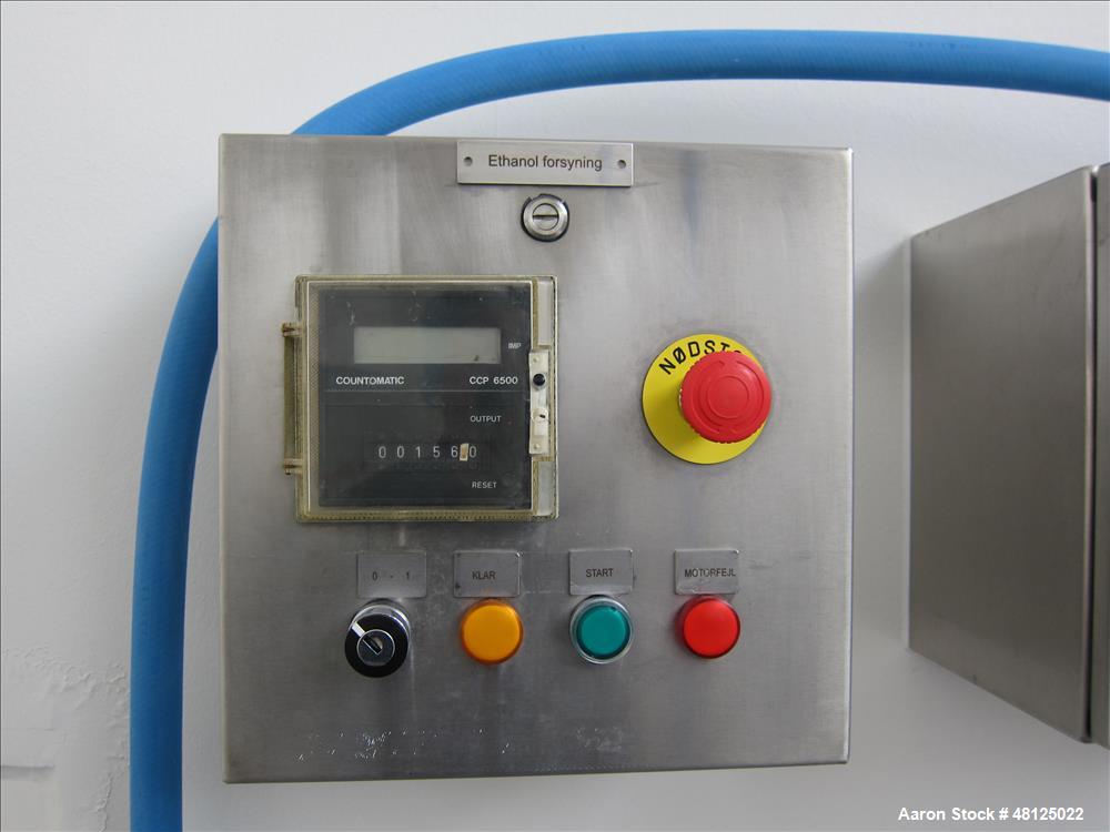 Used HM Rustfri Design jacketed tank,  Stainless steel, working capacity 568.78 gallon (2150 liter), Working jacket pressure 40.5 PSI (2.7 bar) at 32-194 deg. F (0-90 deg. C). Test Max 81-404 RPM Pro...