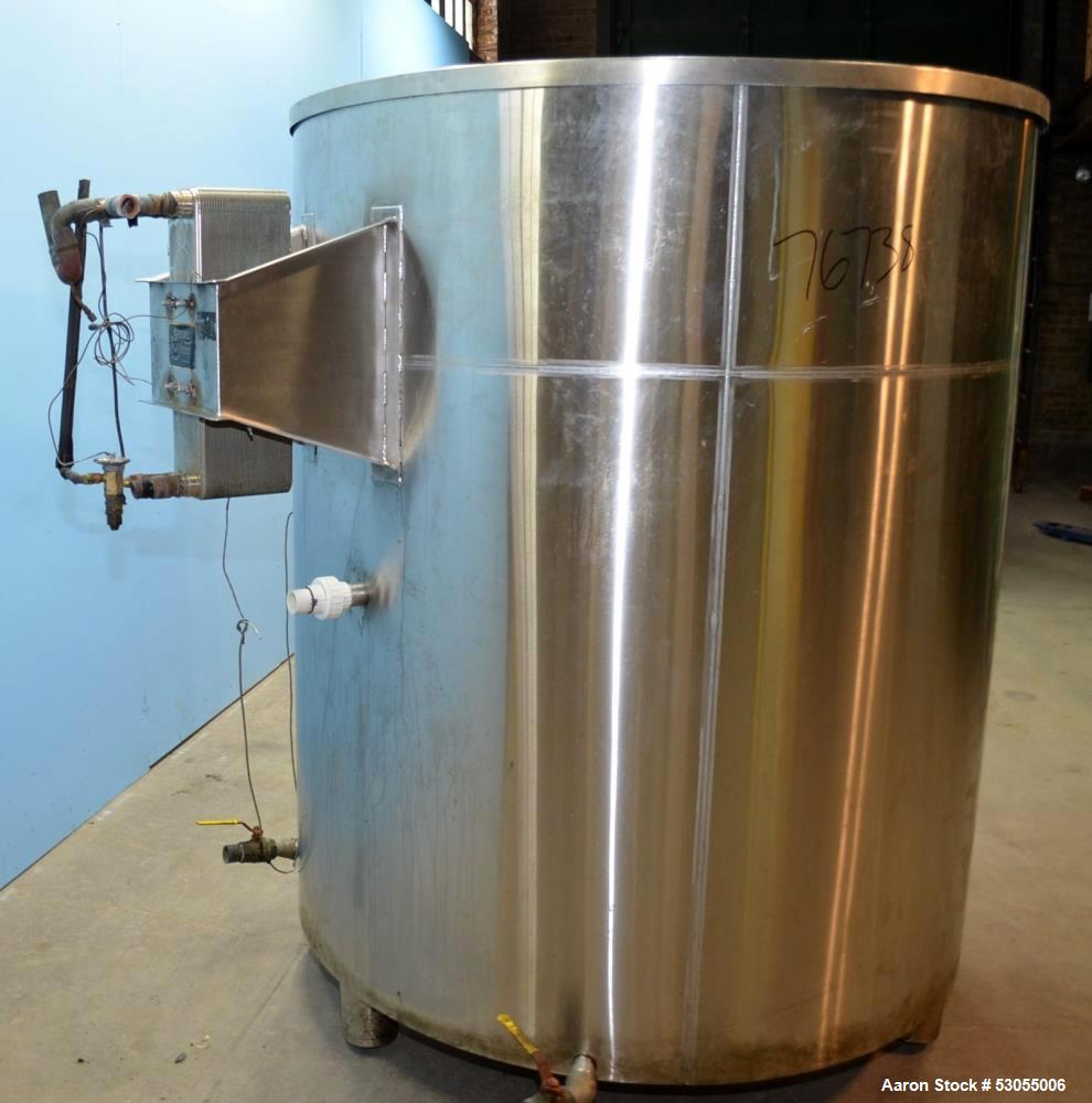 Used- 700 Gallon Specific Mechanical Systems 304 S/S Vertical Single Wall Insulated Tank. Open Top, Flat Bottom. 65 in Strai...