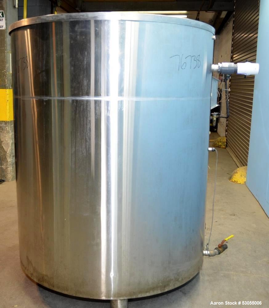Used- 700 Gallon Specific Mechanical Systems 304 S/S Vertical Single Wall Insulated Tank. Open Top, Flat Bottom. 65 in Strai...