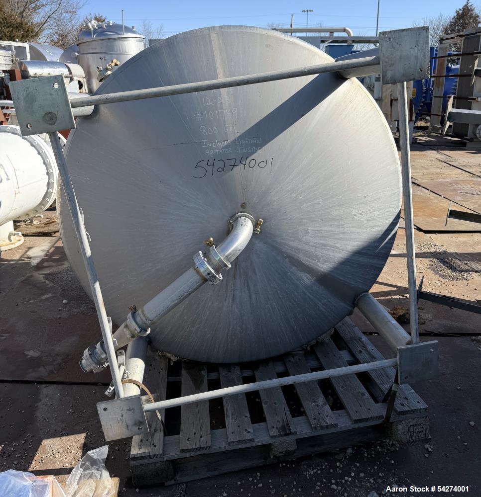 Used 750 Gallon Stainless Steel Vertical Mix Tank – Dual Turbine & Emulsifier (No Drives)