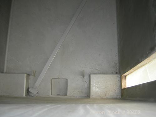 Used: Tank, 730 gallon, 304 stainless steel, rectangular. 42" wide x 60" long x 67" deep. Open top with a 1 piece hinged cover, flat bottom. 10" x 10" side opening,2" tri calmp end bottom oulet. Moun...