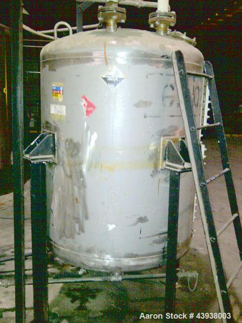 Used-Alloy Fab Inc, 500 gallon receiver tank.   Model P1-64985, 304 Stainless Steel.  Full Vacuum 60 psi at 100 degrees F.  ...