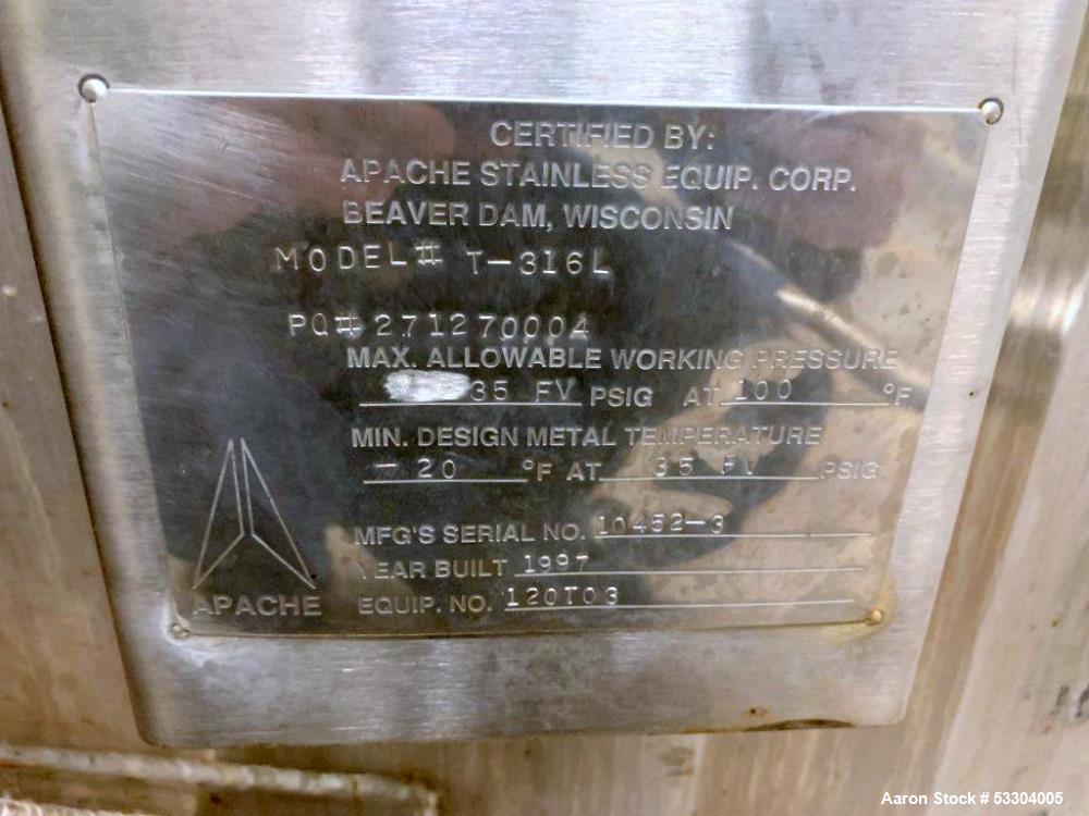 Apache Stainless Pressure Tank, Approximate 600 gallon