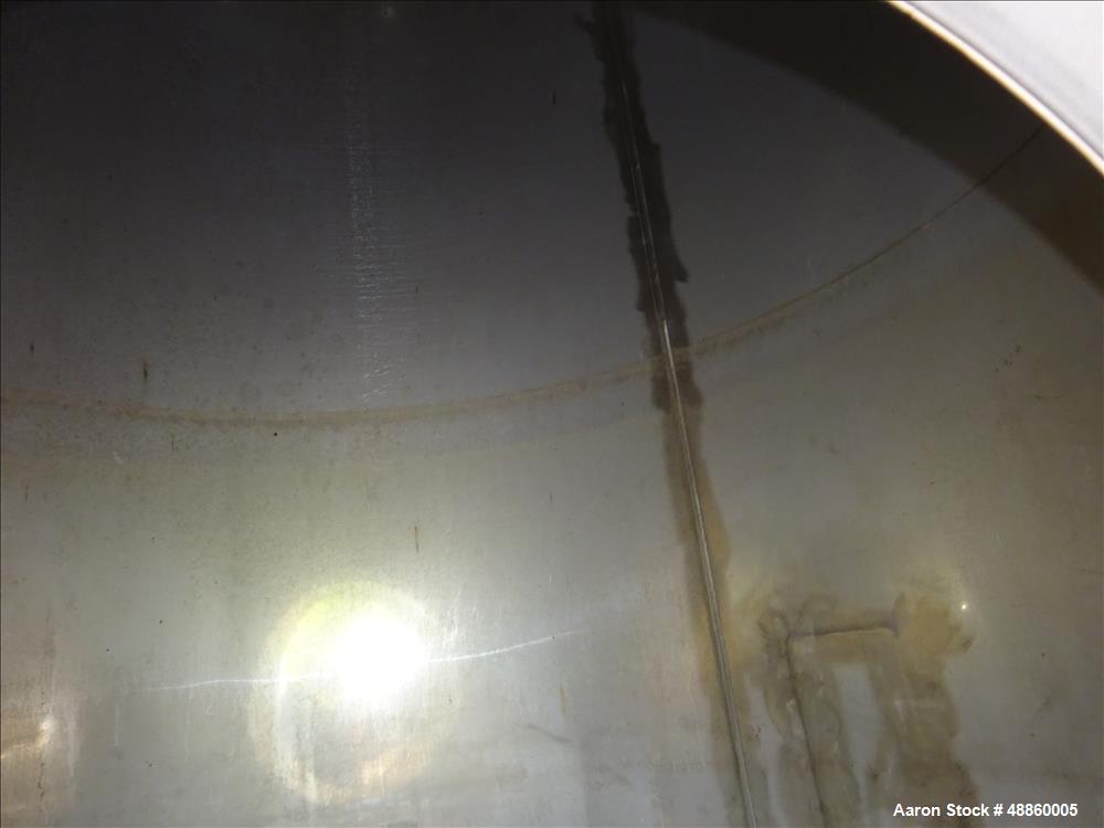 Used Bendel Tank, Approximate 500 Gallon, 304L Stainless Steel, Vertical.