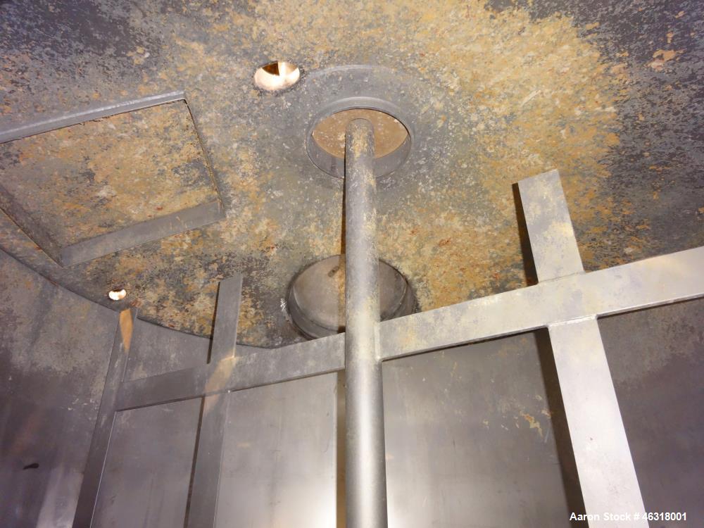 Used Blentech Tank, Model Tank 850-A, Approximately 650 Gallons, 304 Stainless Steel, Vertical. 72" Diameter x 34" straight side. Bolt on coned top, coned bottom. Agitated with flat bar style agitato...
