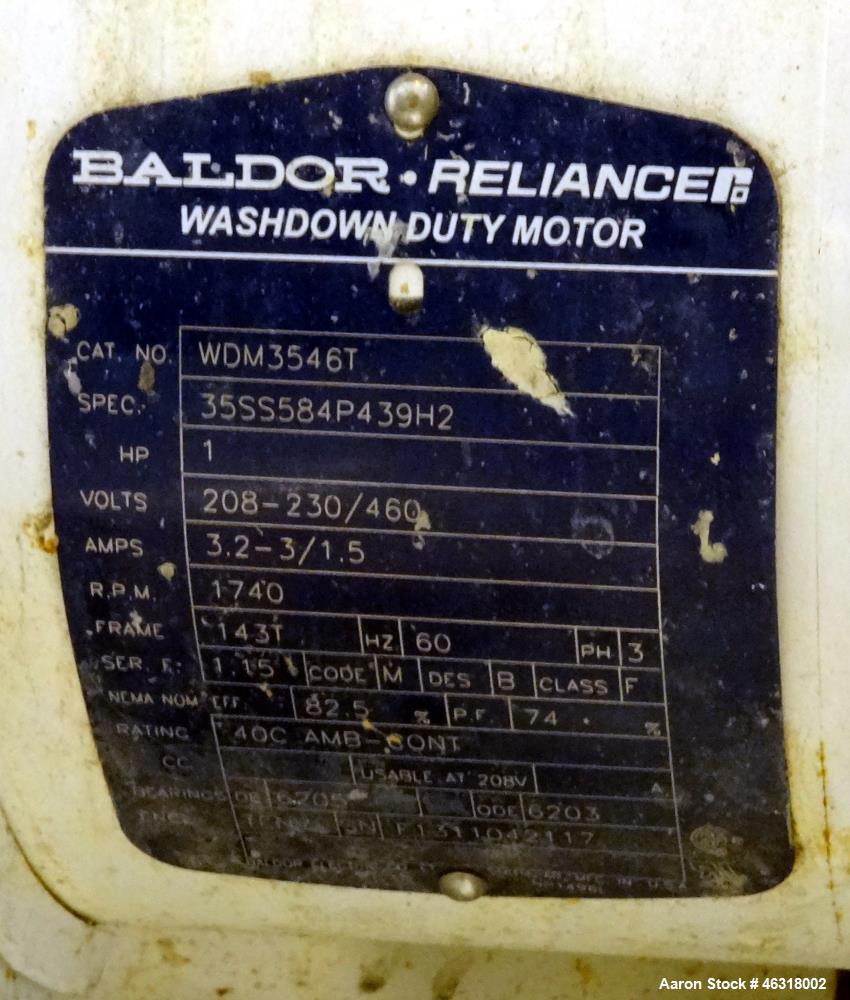Used Blentech Tank, Model Tank 850-A, Approximately 650 Gallons, 304 Stainless Steel, Vertical. 72" Diameter x 34" straight side. Bolt on coned top, coned bottom. Agitated with flat bar style agitato...
