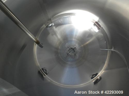 Used Cherry Burrell Tank, 600 gallon, 316 stainless steel, vertical. 48" Diameter x 72" straight side, dish top and bottom. Internal CIP spray ball. Top openings: 18" manway with cover, 3" sanitary, ...