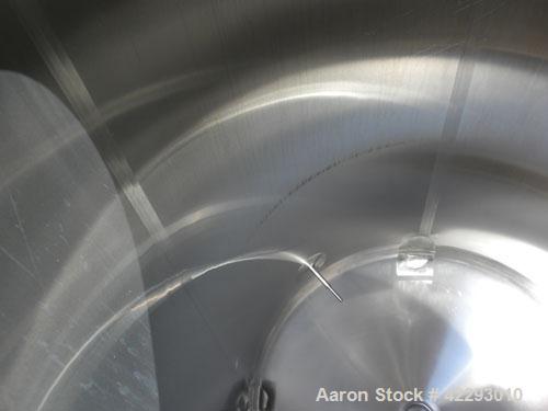Used Cherry Burrell Tank, 600 gallon, 316L stainless steel, vertical. 48" Diameter x 72" straight side, dish top and bottom. Internal CIP spray ball. Top openings: 18" manway with cover, 3" sanitary,...