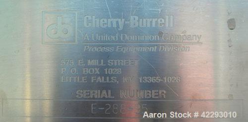 Used Cherry Burrell Tank, 600 gallon, 316L stainless steel, vertical. 48" Diameter x 72" straight side, dish top and bottom. Internal CIP spray ball. Top openings: 18" manway with cover, 3" sanitary,...