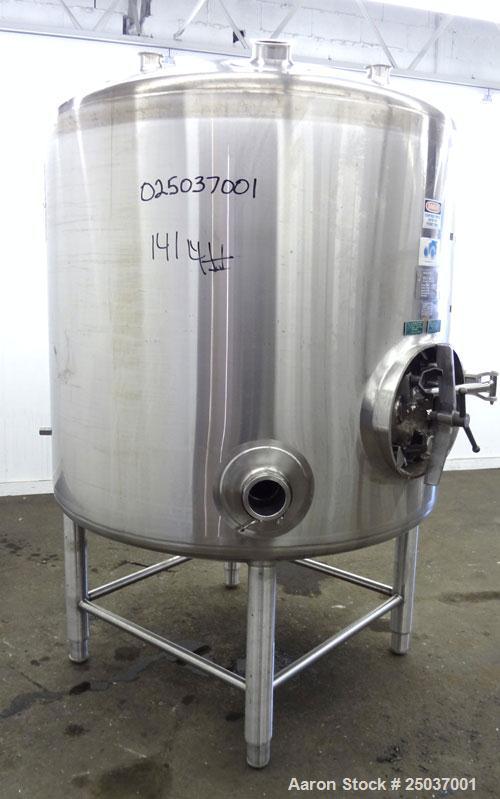 Used DCI WFI Storage Pressure Tank, 500 Gallon, 316L Stainless Steel, Vertical. 53-3/4” Diameter x 44” straight side, dished top and bottom. Internal rated +30/-15 psi at 250 degrees F. Openings top ...