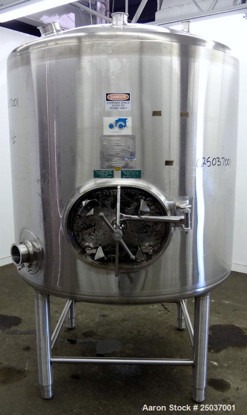 Used DCI WFI Storage Pressure Tank, 500 Gallon, 316L Stainless Steel, Vertical. 53-3/4” Diameter x 44” straight side, dished top and bottom. Internal rated +30/-15 psi at 250 degrees F. Openings top ...