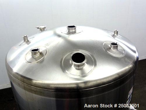 Used DCI WFI Storage Pressure Tank, 500 Gallon, 316L Stainless Steel, Vertical. 53-3/4” Diameter x 44” straight side, dished top and bottom. Internal rated +30/-15 psi at 250 degrees F. Openings top ...