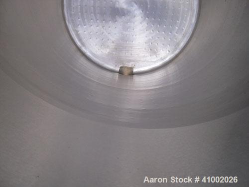 Used DCI Jacketed Tank, 750 Gallon, 304 Stainless Steel, Vertical. Flat top with 1/2 hinged cover, sloped bottom. Bottom head and 1/3 bottom sidewall dimple jacketed, rated 90 psi at 200 deg F. 2" tr...