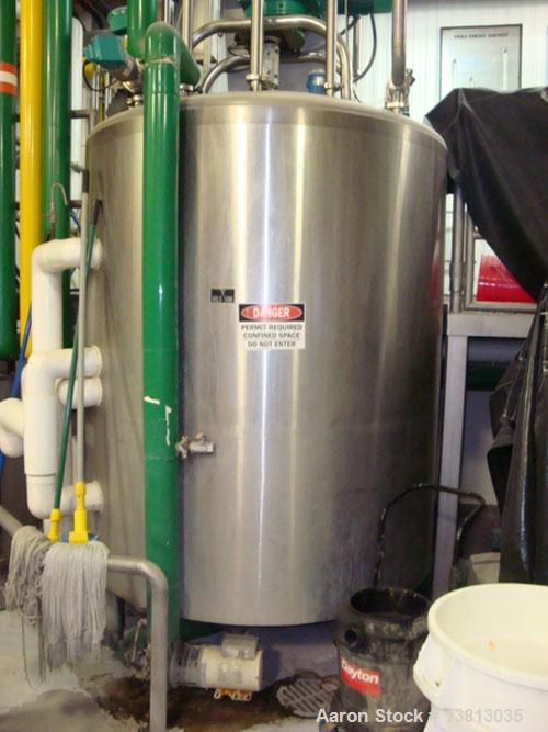 Used-DCI 750 Gallon stainless steel, hot water jacketed, process tank with dual agitation, Lightnin style mixer and addition...