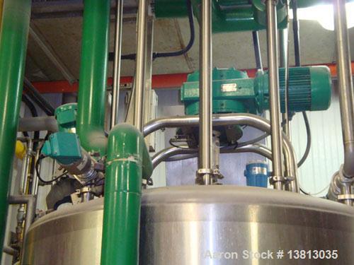 Used-DCI 750 Gallon stainless steel, hot water jacketed, process tank with dual agitation, Lightnin style mixer and addition...