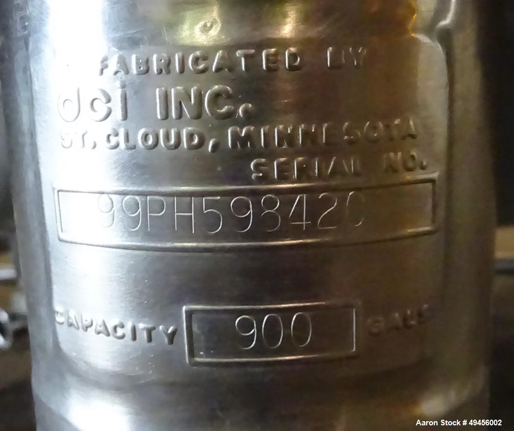 Used DCI Jacketed Tank, 900 Gallon