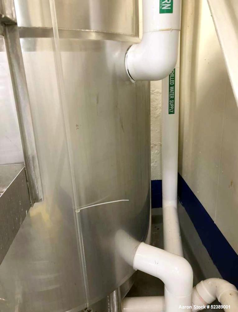 Used DCI Jacketed Mix Tank, Approximate 750 Gallon, 316 Stainless Steel, Vertical. Approximate 53.75" diameter x 81" deep. Flat top with 1/2 hinged cover, sloped bottom. 304 Stainless steel dimple ja...