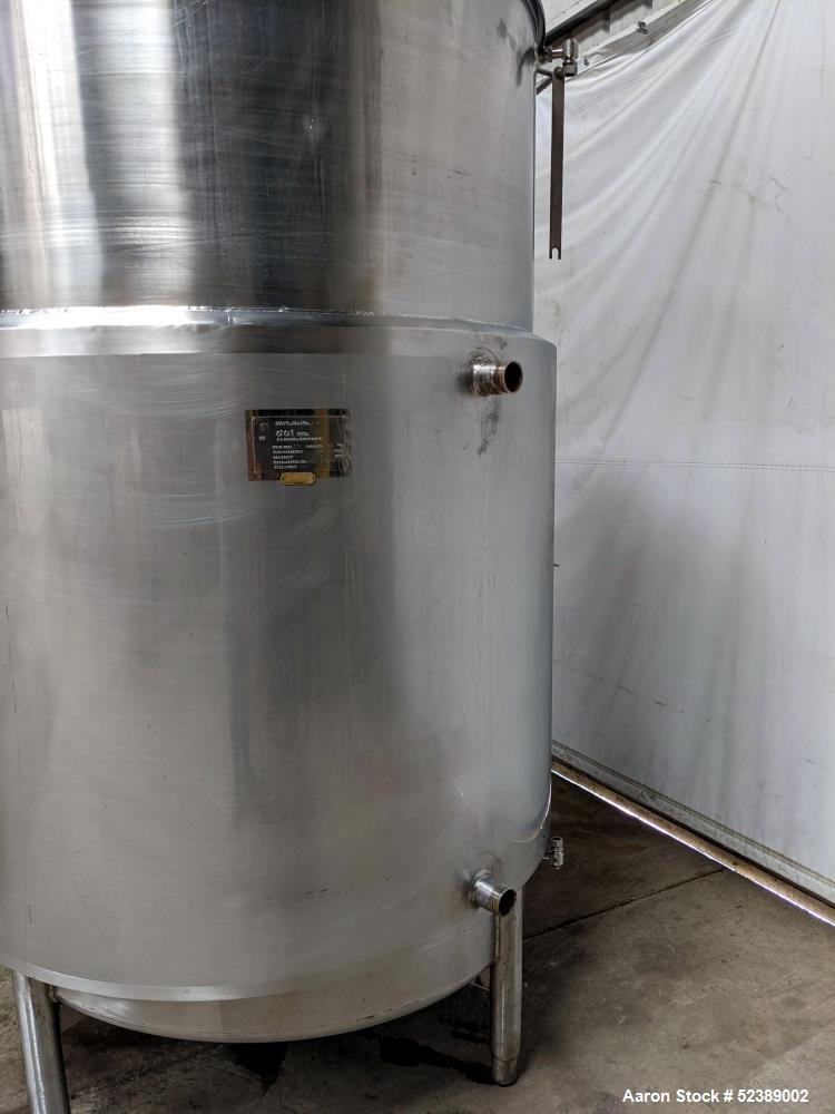 Used- DCI Jacketed Mix Tank, Approximate 750 Gallon, 316 Stainless Steel, Vertical. Approximate 53.75" diameter x 81" deep. ...