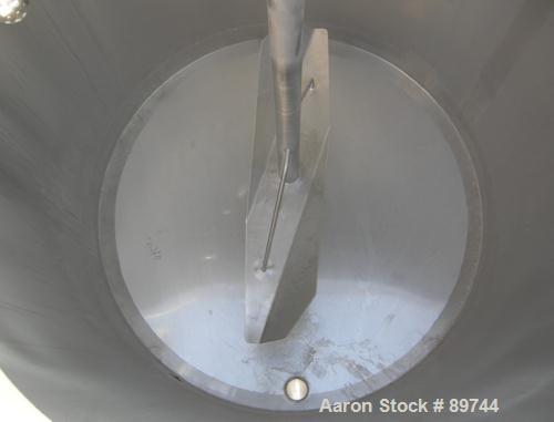 USED: Darlington Dairy Supply Co tank, 745 gallon, 304 stainless steel, vertical. 56" diameter x 71" straight side. Flat top with (2) 1/2 hinged covers, sloped bottom. Fixed stainless steel agitator ...