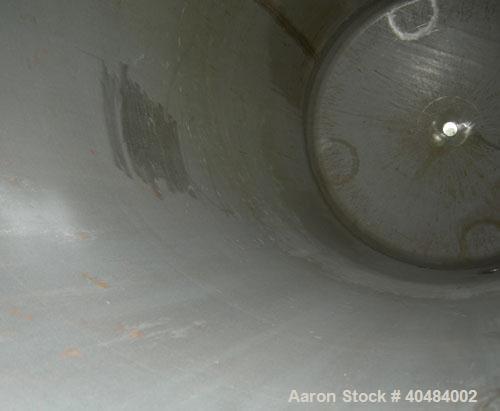 Used Four Corp pressure tank, 525 gallon, 316 stainless steel, vertical. 42" diameter x 86" straight side, dished top and bottom. Internal rated 40/-15 psi at 400 deg F. Openings: top 1 1/2", (3) 2",...