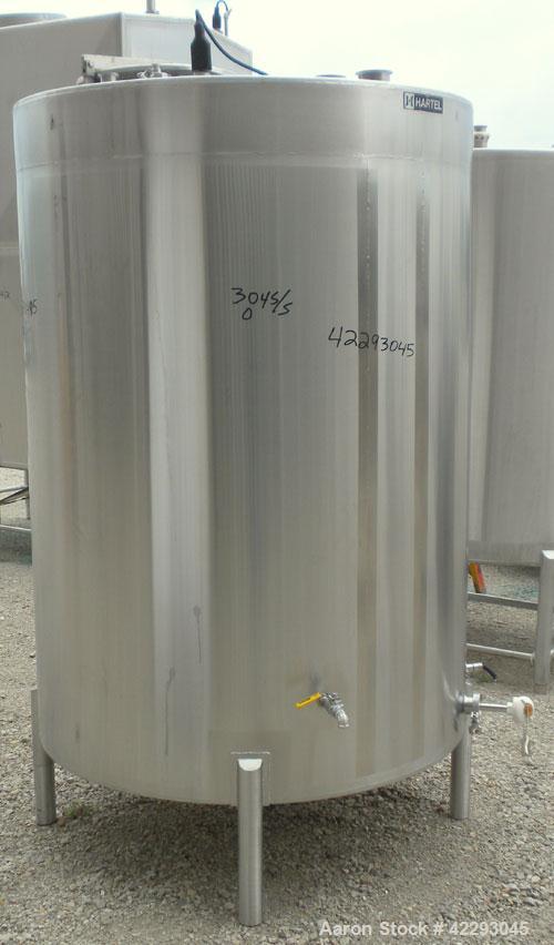 Used Hartel Tank, 500 Gallon, 304 Stainless Steel, Vertical. 48" Diameter x 66" straight side. Flat top and bottom. Openings: top (3) 1-1/2" tri-clamp, 2" tri-clamp, (3) 3" tri-clamp, 16" manway with...