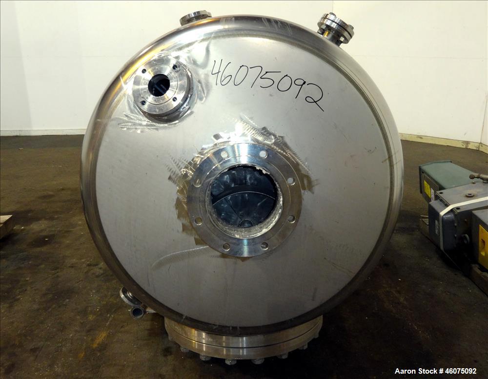 Used Hebeler Pressure Tank, 700 Gallon, 304L Stainless Steel, Vertical. 48" Diameter x 81" straight side, 2:1 elliptical top & bottom. Internal rated 80/Full Vacuum at -20 to 200 degrees F. Top enter...