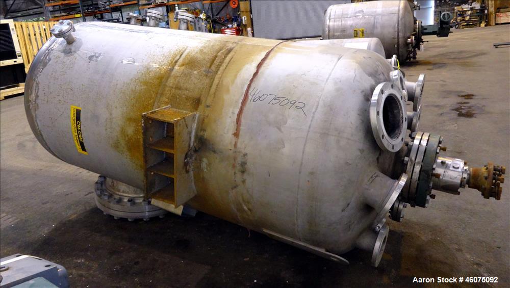 Used Hebeler Pressure Tank, 700 Gallon, 304L Stainless Steel, Vertical. 48" Diameter x 81" straight side, 2:1 elliptical top & bottom. Internal rated 80/Full Vacuum at -20 to 200 degrees F. Top enter...