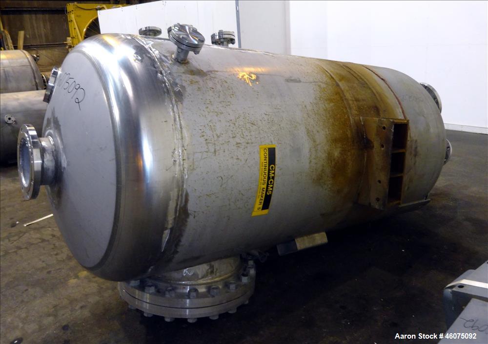 Used Hebeler Pressure Tank, 700 Gallon, 304L Stainless Steel, Vertical. 48" Diameter x 81" straight side, 2:1 elliptical top & bottom. Internal rated 80/Full Vacuum at -20 to 200 degrees F. Top enter...