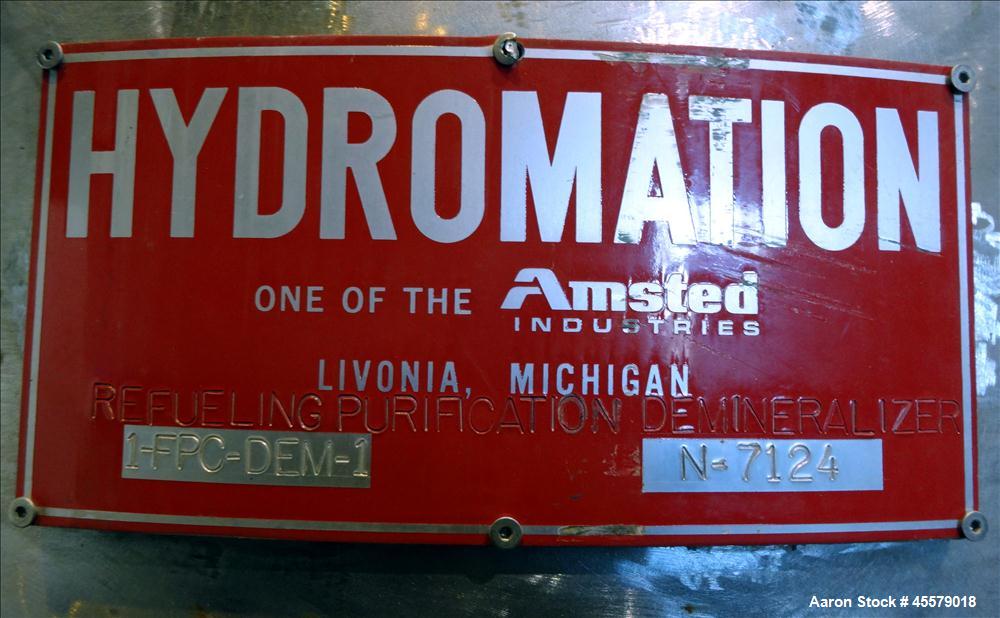 Unused- Hydromation Pressure Tank, (Purification Demineralizer)
