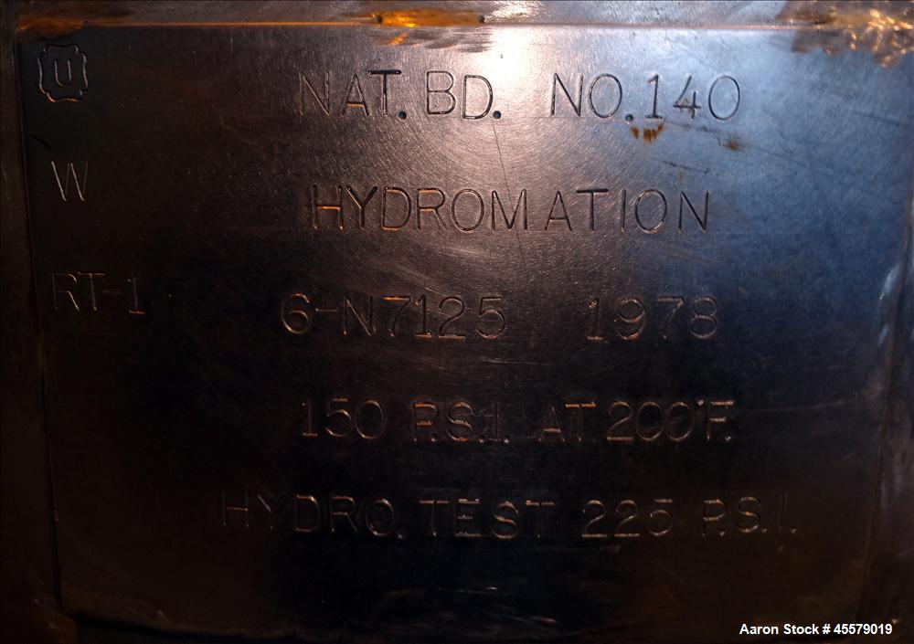Unused- Hydromation Pressure Tank, (Purification Demineralizer)