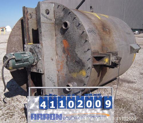 Used Imperial Steel Tank Company Tank, 950 gallon, 304 stainless steel, vertical. 60" diameter x 72" straight side. Flat bolt on top with a 1/4 hinged cover, dish bottom. Top carbon steel agitator br...