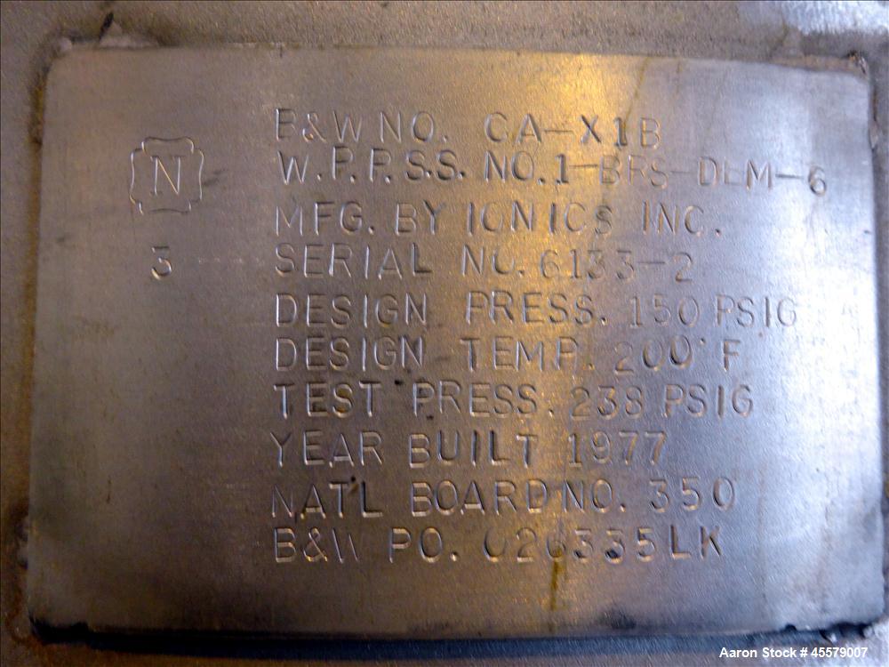 Unused- Ionics Inc Pressure Tank, (Deborating Demineralizer)