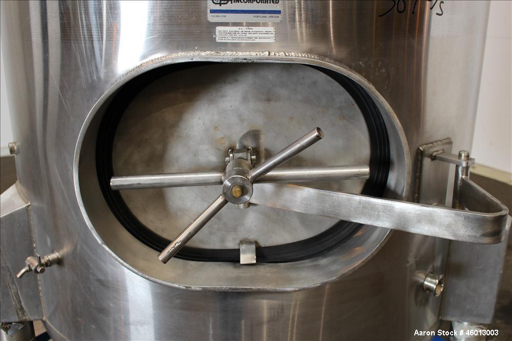 Used JV Northwest Inc. Tank, 600 Gallon, 304 Stainless Steel