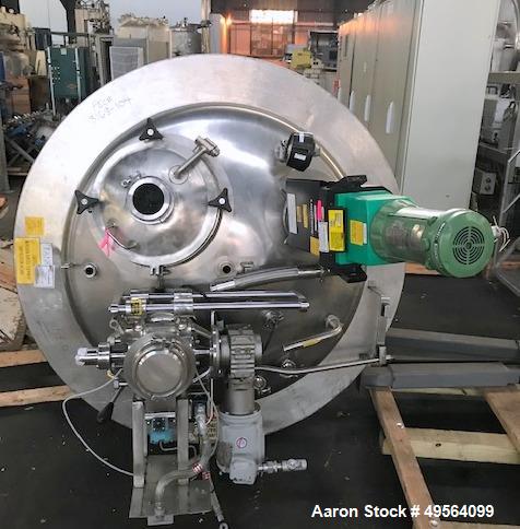 Used Lee Industries Mix Tank, 525 Gallon, Model 525 DBT, 316L Stainless Steel. Approximately 54" diameter x 51" straight side, dish top and bottom. Internal rated 15 psi at 250 degrees F. Top mounted...