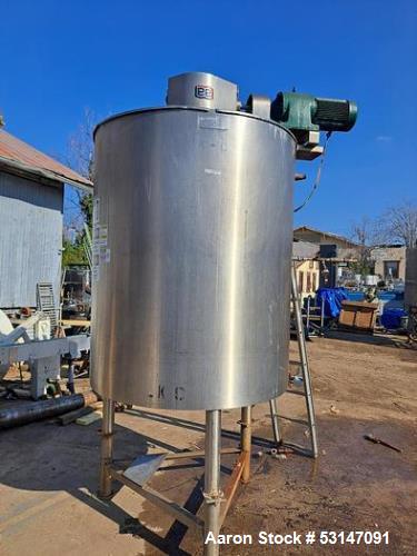 Used Lee 500 Gallon Jacketed Stainless Tank – Double Motion Agitation, 100 PSI, 3-Zone, 304 SS, 7.5 HP Drive