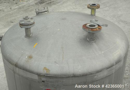 Used Lee Metal Products Pressure Tank, 500 gallon, model DBT, 316 stainless steel, vertical. Approximate 48" diameter x 60" straight side, dish top and bottom. Internal rated 25 and full vacuum at 26...