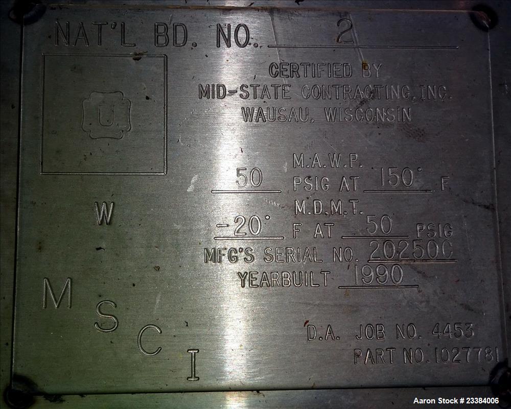 Used Mid-States Contracting Pressure Tank/Filter, 304 Stainless Steel.