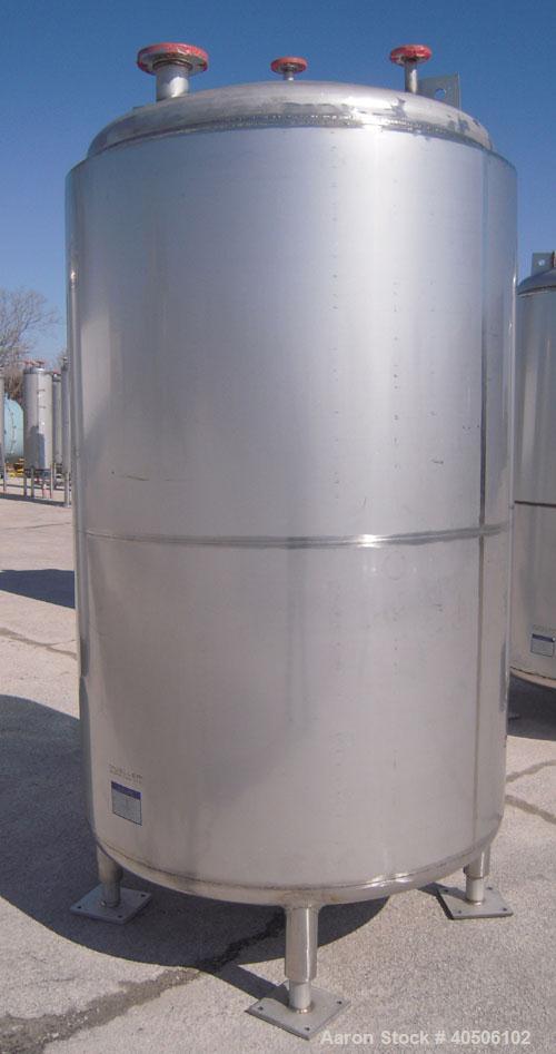 Unused- Mueller Pressure Tank, 500 Gallon, Model "F", 304 Stainless steel, Vertical. 48" diameter x 72" straight side, dished top and bottom. Internal rated 30 psi at 350 deg.f., and -20 deg.f. at 30...
