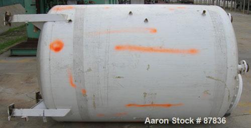 Used Niles Steel Pressure Tank, 875 Gallon, 304 Stainless Steel, Vertical. 60" diameter x 66" straight side. Dished top and bottom. Internal rated 50 PSI at 300 Degrees F. Openings top (3) 2", 18" ma...