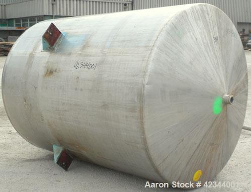 Used Tank, 750 Gallon, 304 Stainless Steel, Vertical. 56" Diameter x 70" straight side, dished 316 stainless steel top, coned bottom. Off center top entering Lightnin agitator, model N33G-150, 1-1/2"...