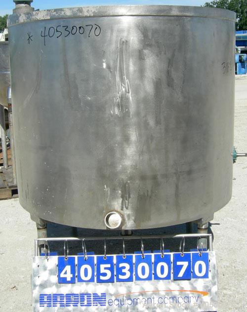 Used - Tank, 600 gallon, 316 stainless steel, vertical. 60" diameter x 48" straight side. Open top, no cover, coned bottom. Side entering agitator bar, no drive. 3" side bottom outlet, modified 3" bo...