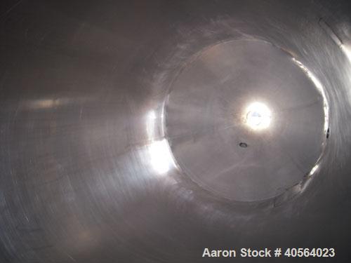 Used Tank, 850 Gallon, 304 Stainless Steel, Vertical. 49" diameter x 102" straight side. Dish top, cone bottom. Openings: top 2" tri-clamp, 2 3/8" tri-clamp; side (2) 3", 4", 4" sight glass; 5 3/4" c...
