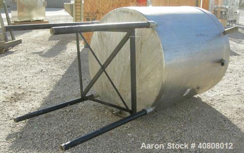 Used- Tank, 500 Gallon, 304 Stainless Steel, Vertical. 52" diameter x 55" straight side. Slight coned top, sloped bottom. Op...